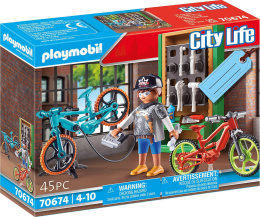 PLAYMOBIL CITY LIFE Zestaw upominkowy Serwis rowerów elektrycznych 70674