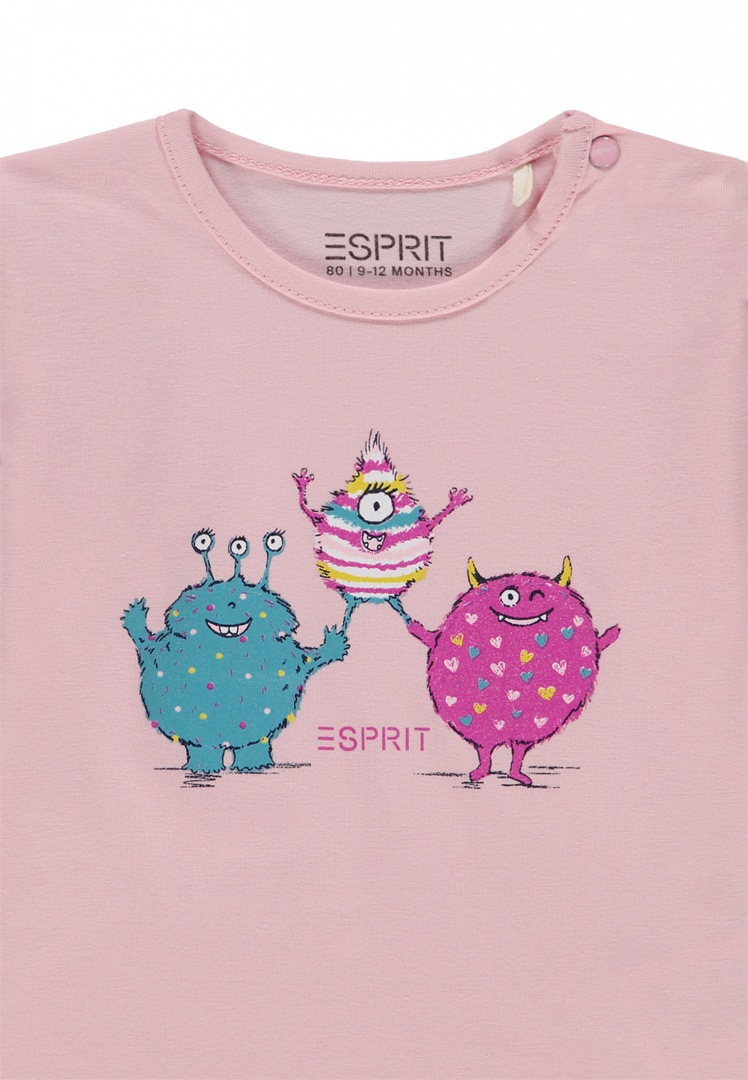 Koszulka różowa z nadrukiem stworków ESPRIT