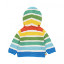 Dzianinowa kurtka-sweter z kapturem w kolorowe paski BOBOLI
