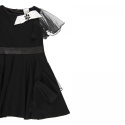 Elegancka czarna sukienka z tiulowymi rękawami 722203-890 BOBOLI